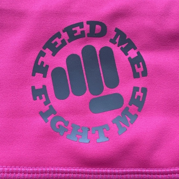 Feed Me Fight Me Fitness Weightlifting Booty Shorts Bright Pink 2.5” Inseam Gym - Picture 3 of 4
